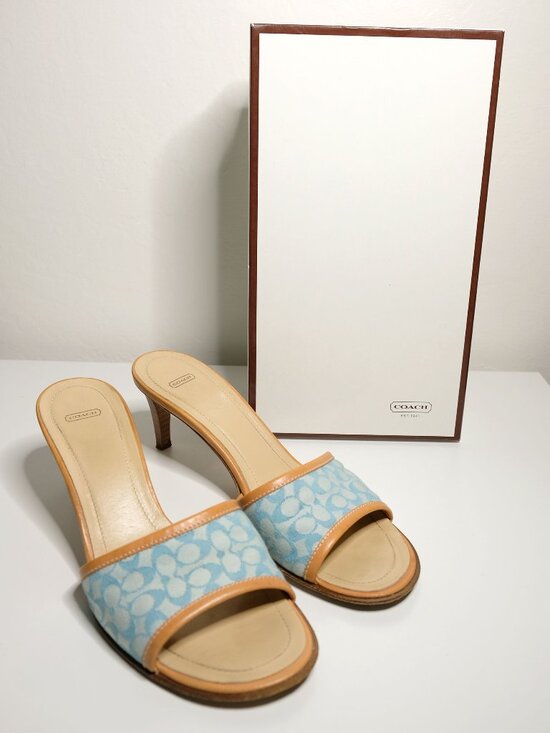 Coach Shoes - Y2K Coach Louise Sandals, A0029, Pool/Natural, 8.5 M